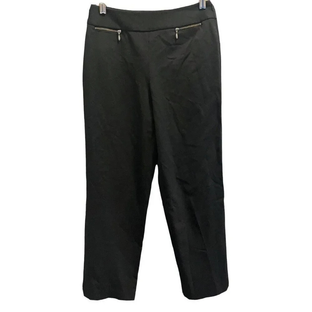Talbots Black Stretch Pants Straight Leg Flat Front Womens Size 6